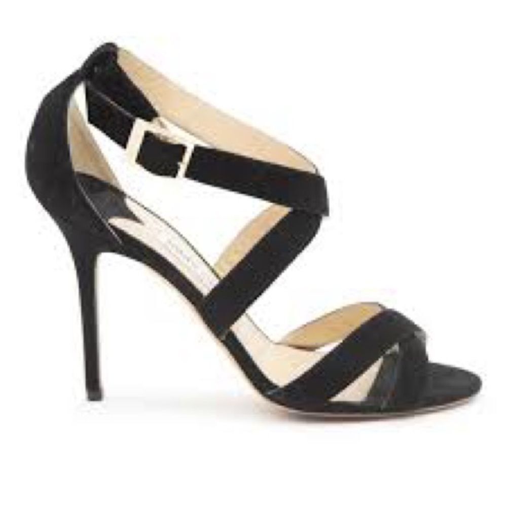 Jimmy Choo Lottie Black Suede Strappy Heels 41 10